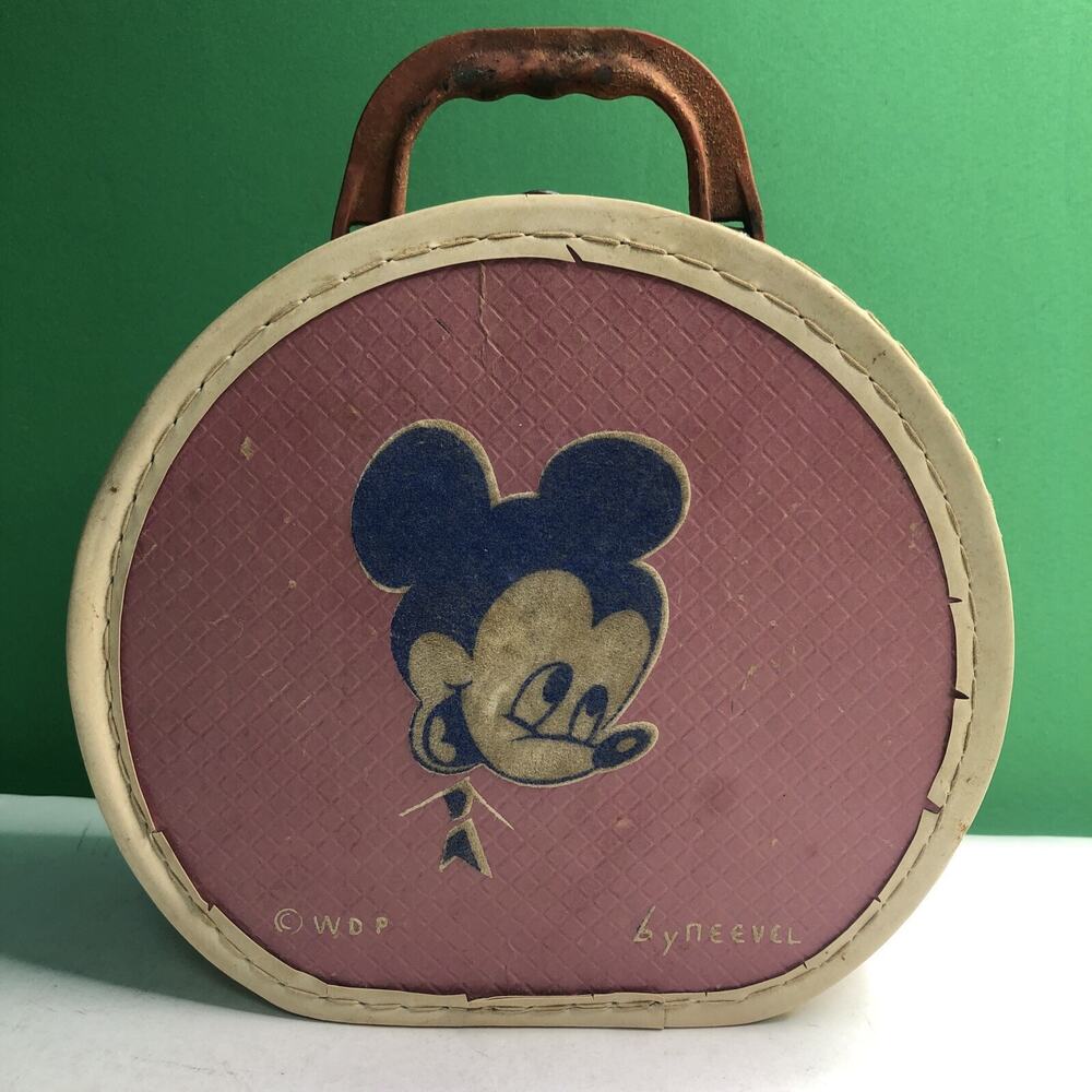 1950s Vintage Walt Disney Productions Mickey Mouse Mini Case By Neevel Pink Blue
